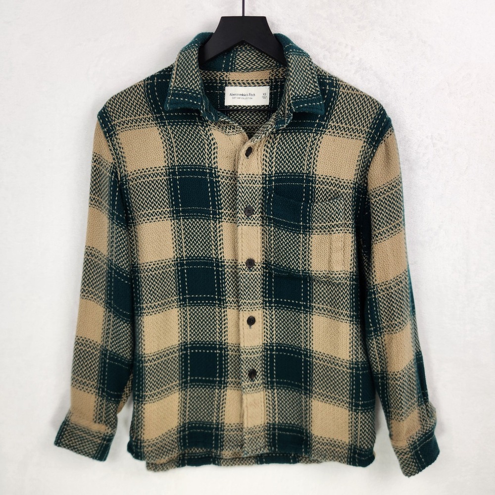 Abercrombie & Fitch Soft AF Button Up Flannel Shirt Women XS Buffalo Plaid Cabin